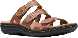 Clarks Women's Laurieann Ayla Flat Sandal 7.5 Dark Tan Leather