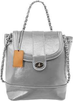 Mini Backpack Handbag for Women, Fashionable Vegan Leather Shoulder Bag with Metallic Chain Strap Drawstring White