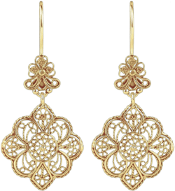 925 Sterling Silver Filigree Art Women Dangle Drop Earrings Collection, Gift Boxed Gold Plated Paisley