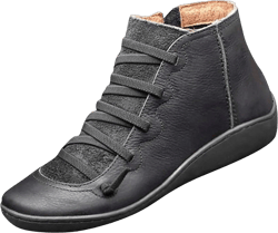 Deals of the Day,Tarmeek Boots for Women,Womens Fall Winter Boots Plus Size Vintage Round Toe Warm Lace Up Ankle Boots Zipper Short Flat Leather Boots,Shoes for Women,Booties for Women