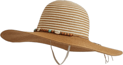 Women's Shell and Bead Wide Brim Straw Hat - Cupshe-One Size-Brown