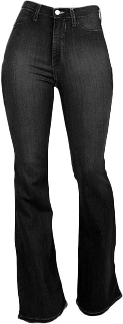 Andongnywell Women's Fashion High Waisted Stretch Wide Leg Bootcut Slim Denim Pants Flare Bell Bottom Jeans X-Large Black