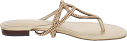 IVANKA TRUMP Womens Gold Embellished Padded Bonna Round Toe Slip On Leather Thong Sandals Shoes 5 M