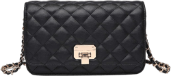 Women Leather Shoulder Bag Fashion Clutch Handbag Quilted Designer Crossbody Bag with Chain Strap Black