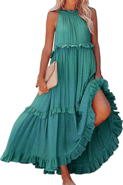 Summer Dresses for Women 2024 Boho Maxi Dresses Vacation Beach Dresses Strapless Long Dresses Flowy Dresses