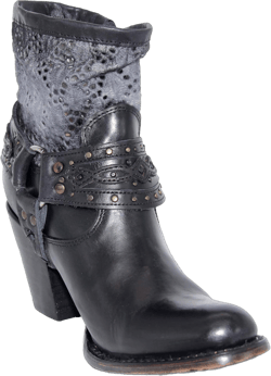 Womens Leather Cowgirl Cowboy Western Ankle Boot 10 Black
