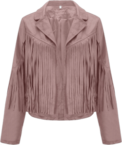 Womens Fringe Faux Suede Leather Jacket Fashion Dressy Tassel Motorcycle Cropped Coats Tops Vintage Streetwear Outfits