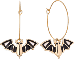 Starchenie Bat Dangle Hoop Earrings Gold Plated Halloween Jewelry for Women