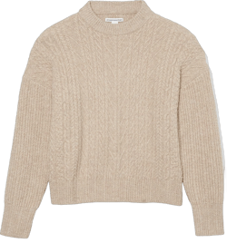 Amazon Essentials Women's Cable Knit Sweater, Soft-Touch Modern Crewneck, Plus Size Available Medium Tan Heather