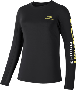 BASSDASH Women’s UPF 50+ UV Sun Protection Long Sleeve Shirts Quick Dry T-Shirt for Fishing Hiking Kayaking 3X-Large Black/Yellow Logo