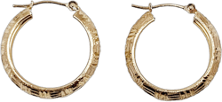 Vintage 10k Textured Gold Hoop Earrings | Small 10K Gold Hoops