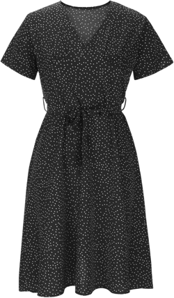 CTRLZS Women's Midi Dress 2023 Short Puff Sleeve Floral Tiered A-Line Dresses V Neck High Waist Summer Boho Beach Sundress Black