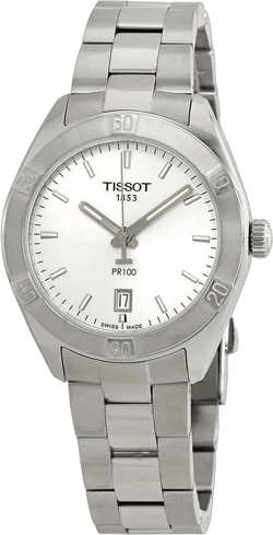 NEW Tissot PR 100 Sport Chic Women's Silver Dial Watch T1019101103100 MSRP $375