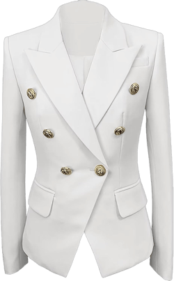 Womens Casual Blazers Long Sleeve Lapel Button Suit Jackets Slim Fit Work Office Blazer Jacket for Women 2 White