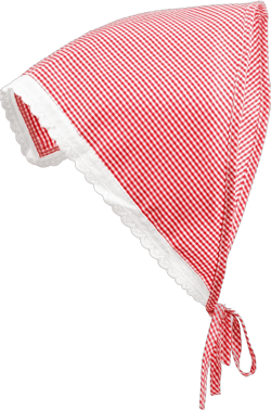 Country Life Cotton Headband Hair Headscarf Tiny Checkered Bandana for Women Red & Lace Rim