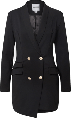 Double Breasted Gold Button Blazer Dress for Women Sexy - Asymmetric Long Blazers Jackets Outfit Large Black