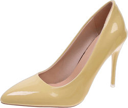 hopeusnice Clearance Women's Pointed Toe High Heels Pumps Patent Leather Stilettos Heel Dress Shoes Office Work Party Wedding Shoes Comfortable Formal Footwear Beige 37
