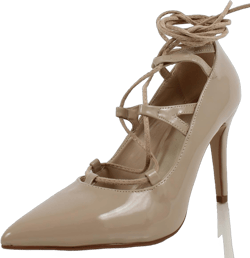 Delicious Women's Crowd Pointy Toe Faux Suede Lace Up Ankle Wrap High Heel 7 Beige