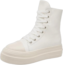 IMPREMEY Women's High Top Sneakers Lace Up PU Canvas Thin BeltShoes with Thick Soles and Zipper, Fashionable Walking Shoes