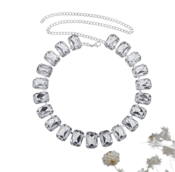 Statement Large Crystal Beaded Silver Choker Necklace for Ladies 1920s Party Women Prom Banquet Fashion Jewelry