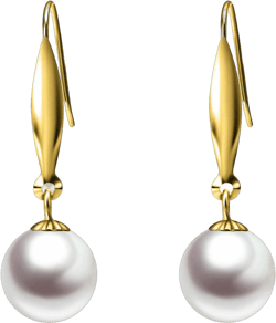 18k Gold Earrings for Women, Cultured Freshwater Pearl Dangle Fine Jewelry Earring, 8 mm Yellow Gold