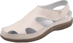 Women's Leather Flat Loafers Slip On Hollow Out Closed-Toe Soft Sole Sandals Summer Outdoor Comfortable Walking Shoes 10 Beige