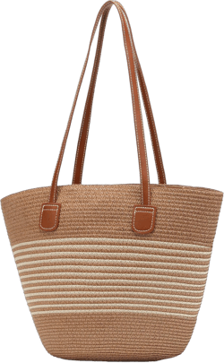 lola mae Straw Tote Bags with Leather Straps Stylish Large Capacity Beach and Casual Woven Shoulder Bags for Women
