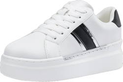 Jeossy Women's Platform Chunky White Casual Sneakers, Comfort 8028 Trendy Sneakers So Light Weight 8.5 Cute-8028-white Black