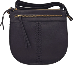 T-Shirt & Jeans Women's Willow Vegan Leather Crossbody Saddle Handbag, Black
