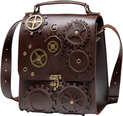 Messenger Bag Leather Retro Briefcase Steampunk Crossbody Shoulder Purse Satchel for Women Lolita Gothic Costume Accessory B-029