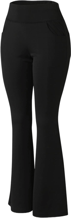 Womens Flare Leggings Trendy High Waist Crossover Yoga Pants Tummy Control Athletic Elastic Bootcut with Pockets Black Small