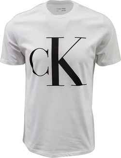 Calvin Klein Men's Relaxed Fit CK Logo Crew Neck Cotton T-Shirt, White, Sz L