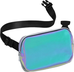 Iridescent Crossbody Belt Bag for Women – Stylish Fanny Pack, Functional and Fashion Waist Packs for Travel, Festivals, and Everyday Use Charcoal Laser - 1 Pocket