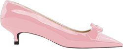 LEMUTISME Women's Stylish Pointed Toe Patent Leather Comfort Slip On Dressy Low Kitten Heel Cute Bow Pumps Shoes 10.5 Pink