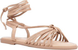 Fashion To Figure Women's Daria Strappy Flat Sandal - Wide Width - TAN, 12