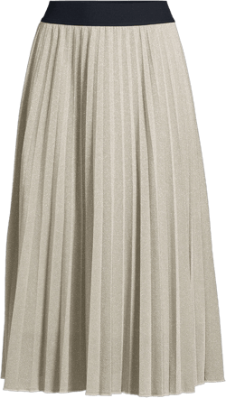Lands' End Women's Knit Foil Pleated Midi Skirt - X-Small - Champagne Metallic