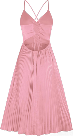 ZAFUL Womens Satin Sexy Backless Wrap V Neck Sleeveless Spaghetti Strap Pleated Flowy Party Midi Dress Medium 0225-dusty Pink