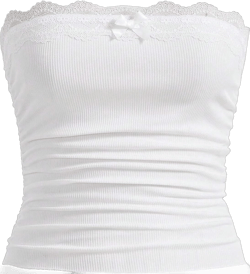 Women Y2k Tube Top Sexy Cami Tops Going Out Summer Outfits F1 Lace Trim White Small