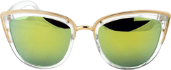 Womens Cat Eye Mirrored Reflective Lenses Oversized Cateyes Sunglasses Clear / Yellow Mirror Lens