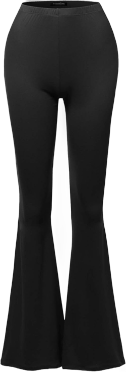 SSOULM Women's Stretchy Wide Leg High Waist Bell Bottom Flare Pants with Plus Size X-Large Spa001_black