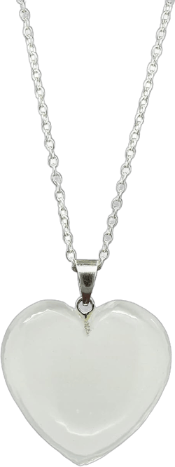 Gempires New Years Gift Clear Quartz Heart Crystals Pendant Necklace, Heart Pendant Necklace for Women, April Birthstone, Healing Necklace, 18 + 2 Inch extender Adjustable Silver Plated Chain