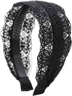 mollensiuer Fashion 2 Inch Wide Lace Headband Hair Band with Teeth for Women and Girls (Black) black 1 Count (Pack of 1)