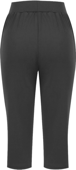 Women Capri Pants Summer Loose Yoga Pants Comfy Workout Elastic Waist Casual Stretchy Stylish Cropprd Pants w Pockets Dark Gray Medium