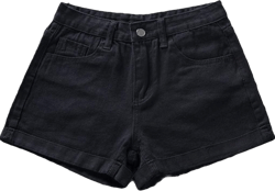 Summer Women Wide Leg Classic High Waist Denim Shorts Casual Female Loose Jeans Shorts Medium Black