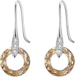 925 Sterling Silver Cosmic Ring Crystals Earrings for Women Austria Crystal Hook Dangle Earrings Birthday Jewelry for Mom Golden Shadow Crystal