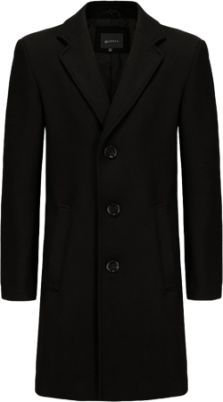 Men's Tailored Wool Blend Notch Collar Wool Blend Walker Car Coat Jacket BLACK Large