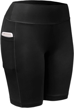 Deago Yoga Shorts for Women High Waist Workout Shorts Tummy Control Running Biker Shorts with Side Pockets (Black, M)