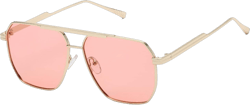 kimorn Polarized Sunglasses Womens Men Retro Oversized Square Vintage Shades Classic Large Metal Sun Glasses K1221 Gold Pink