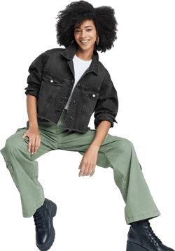 Women&#39;s Cropped Denim Trucker Jacket - Wild Fable&#8482; Black Wash L