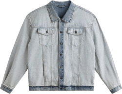 NEON BLANC Men's Light Blue Vintage Washed Denim Jacket With Reverse Bottom Design, Oversized